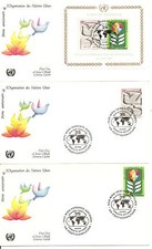United Nations / Vienna SC # 12-13-14 35th Anniversary Types Of Geneva FDC.