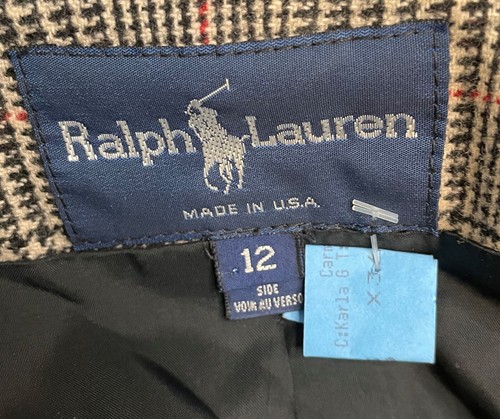 Ralph Lauren Black White Red Houndstooth Wool Blazer Jacket 12 Double Breasted - Picture 12 of 12