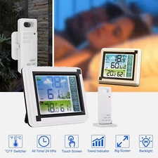 Digital LCD Weather Station Clock  Indoor & Outdoor Calendar Thermometer Wireles