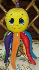 The Right Start Sensory Octopus Baby Plush Rattle Mirror Number Squeak Crinkle I