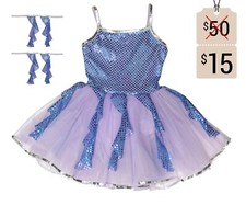 Girls' Mermaid Inspired Dance Costume Leotard Dress with Armlets
