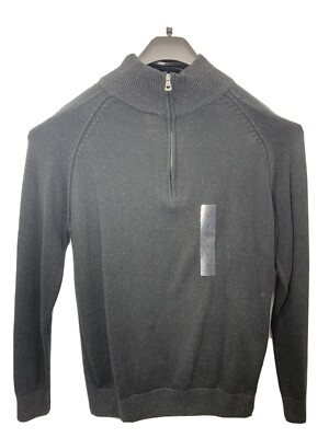 Weatherproof Garment Company Black Long Sleeve Cotton 1/2 Zip Sweater It/574