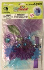 BLUE/PURPLE FLORAL TIN Wrap Pk 30pc Creativity Work  Rhinestones  Ribbon  Wedding  