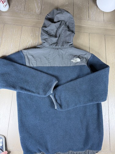 The North Face Jacket Boy's Size L Blue Denali Gray Zip Up Hooded Retro Fleece - Picture 2 of 9