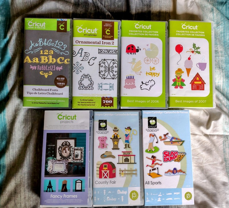 CRICUT CARTRIDGES x7: Fancy Frames Ornamental Iron Chalkboard Fonts Best Images!