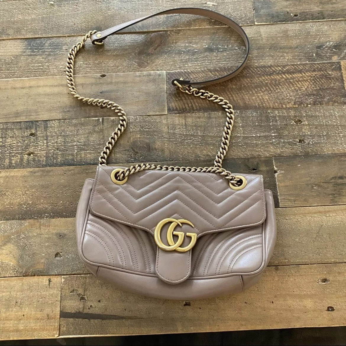 Gucci GG Marmont Small Shoulder Bag Dusty Pink