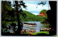 Postcard HI Smith's Motor Boat Landing Fern Grotto Wailua River Kauai Hawaii Q6