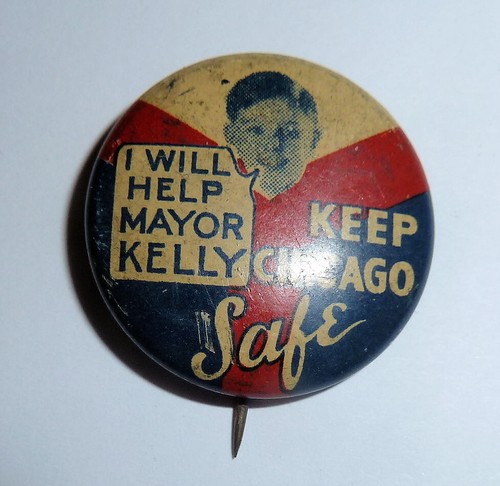 1940er politische Pinback CHICAGO Bürgermeister Kelly Keep Chicago SAFE Kind Kopf