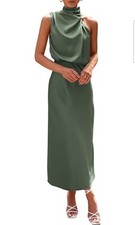 Women's Sleeveless Cocktail Dresses Mock Neck Keyhole Elastic High Sz M
