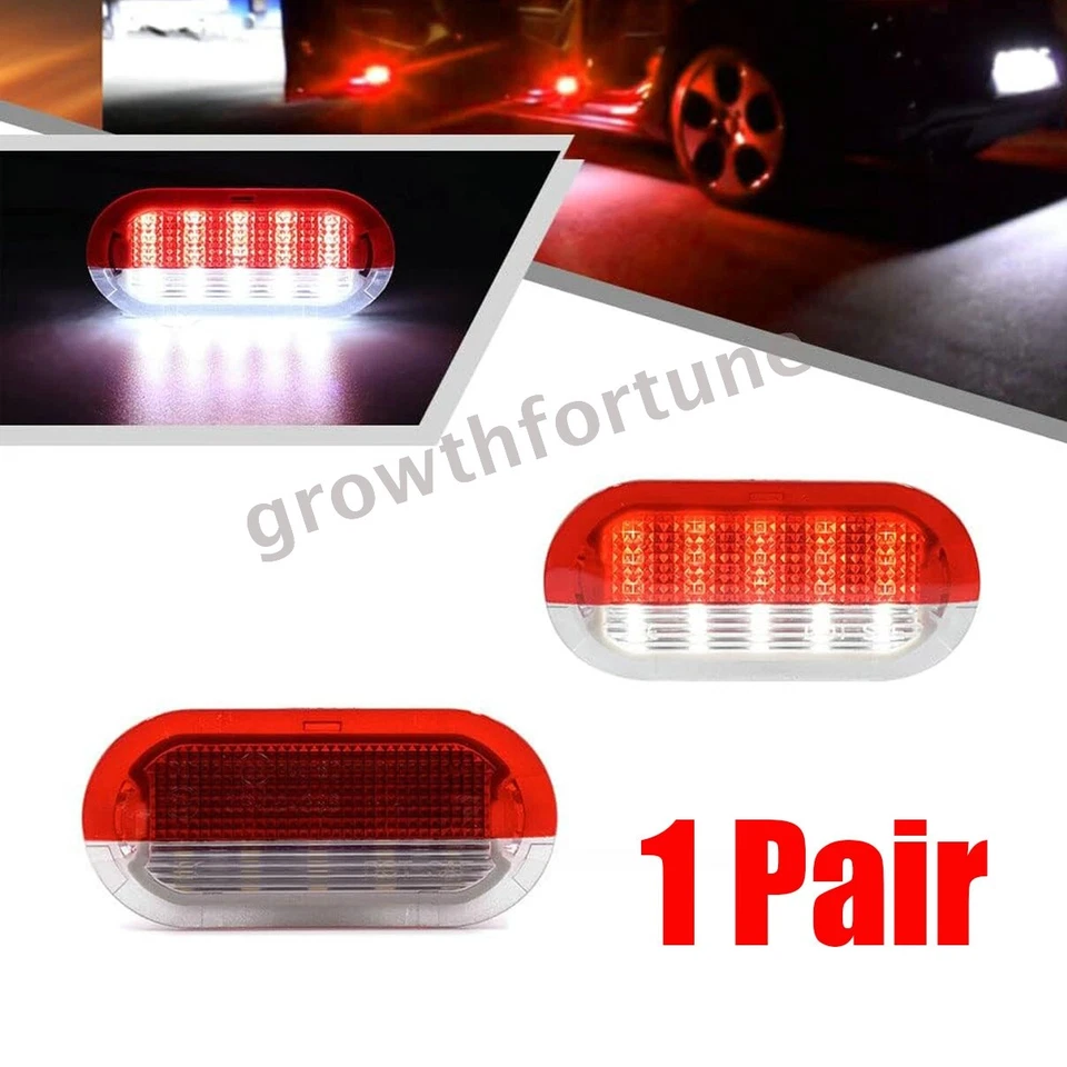 2x Red/White LED Door Courtesy Light For VW 1993-1996 Volkswagen Golf Jetta MK3 - Image 2 of 4