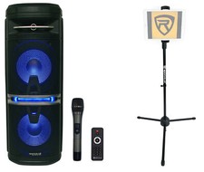 Rockville Go Party X10 Dual 10" Karaoke Machine System Wireless Mic Tablet Stand