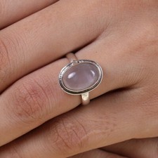Rose Quartz Gemstone Ring 925 Sterling Silver Ring Handmade Ring Gift For Her