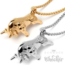 Stier-Anhänger Edelstahl Halskette silber gold Sternzeichen Bulle Glücksbringer