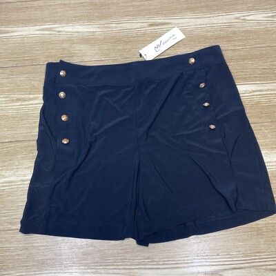 NY Collection Sailor Shorts Petite Women Large High Waist Pull On
