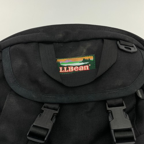 VTG LL Bean Fanny Pack Bag Black Hiking Travel Zipper Compartments Canvas USA - Picture 2 of 12