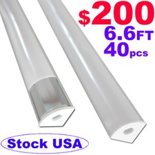 40-Pack 3.3FT 1Meter V Shape LED Strip Aluminum Channel Diffuser System 6.6FT 2M