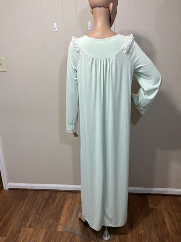 Womens "Shadowline" US Vintage Mint Green Lace Trimmed Embroidered Nightgown SM - Picture 8 of 11