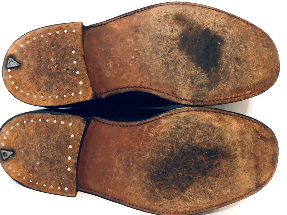 V шип винтажный Wingtip платье туфли мужские 8 D черная кожа винтажный Sears - Изображение 2 из 4