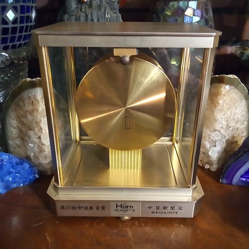 Vintage Horn Quartz Germany Uhrwerk Uhr und Gehäuse Messing blau Filz Japan schön! - Bild 8 von 24