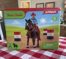 NEW Schleich Farm World 42576 Cowgirl Barrel Racing, Appaloosa Stallion Horse