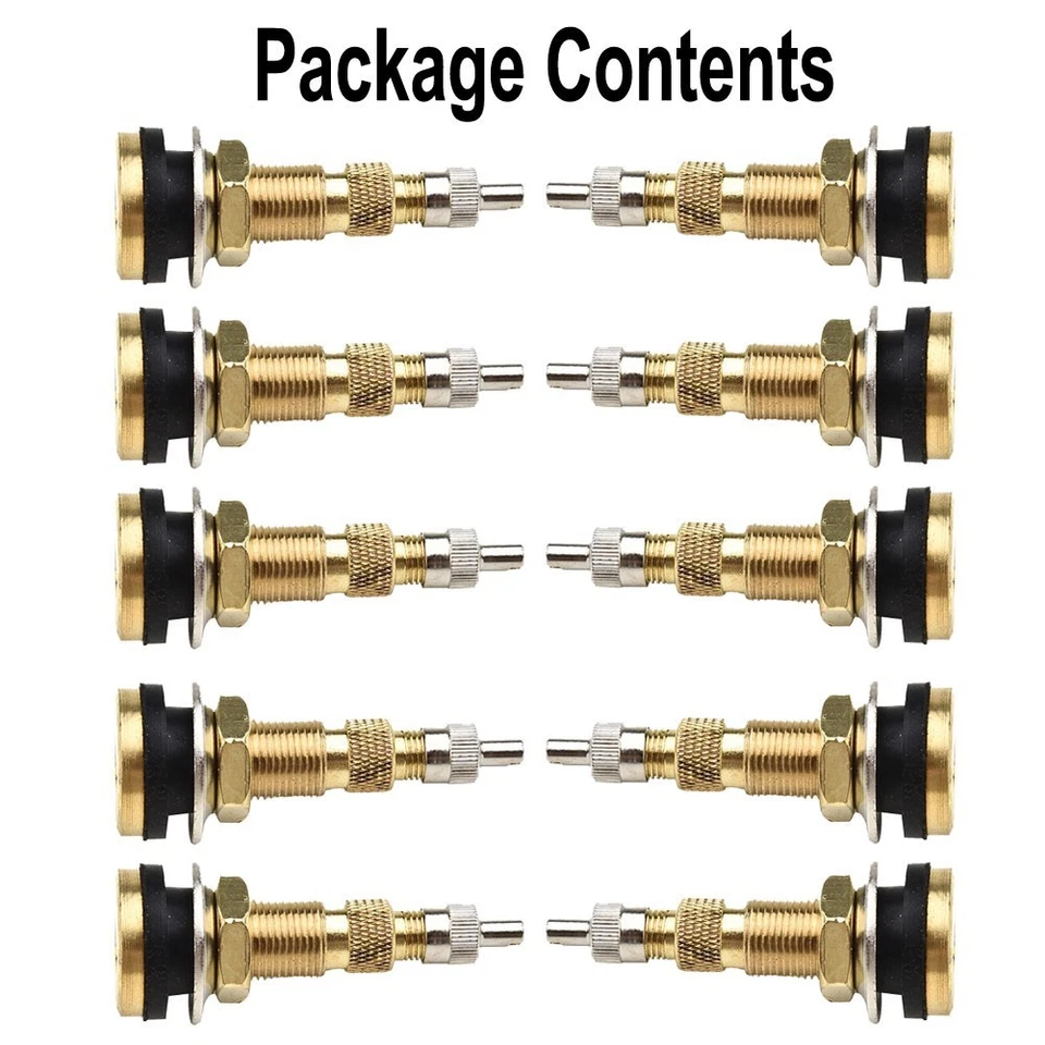 Tractor Air Liquid Water Tubeless Tire Valve Stems Wheel Rim TR618A Brass*10 Pcs - Image 2 of 4