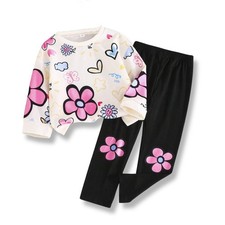 Voxikidio Girls Clothes Size 6 Floral Sweatshirt Pant Clothing Set Pink