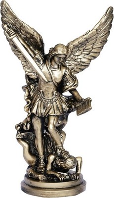 St Michael Archangel Statue - 12.2in Bronze Sculpture of San Miguel Arcangel ...