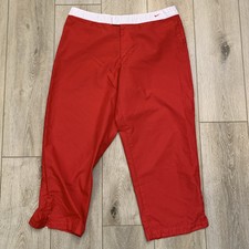 Y2K Vintage Womens Nike mid rise red white Logo crop wide leg Capri pants 2000s