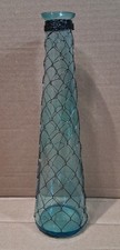 Vintage Coastal Style Aqua Blue Glass Vase