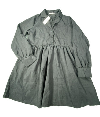 NWT Francescas Babydoll Dress Womens Medium Black Long Sleeve Mini Flowy Ruffle