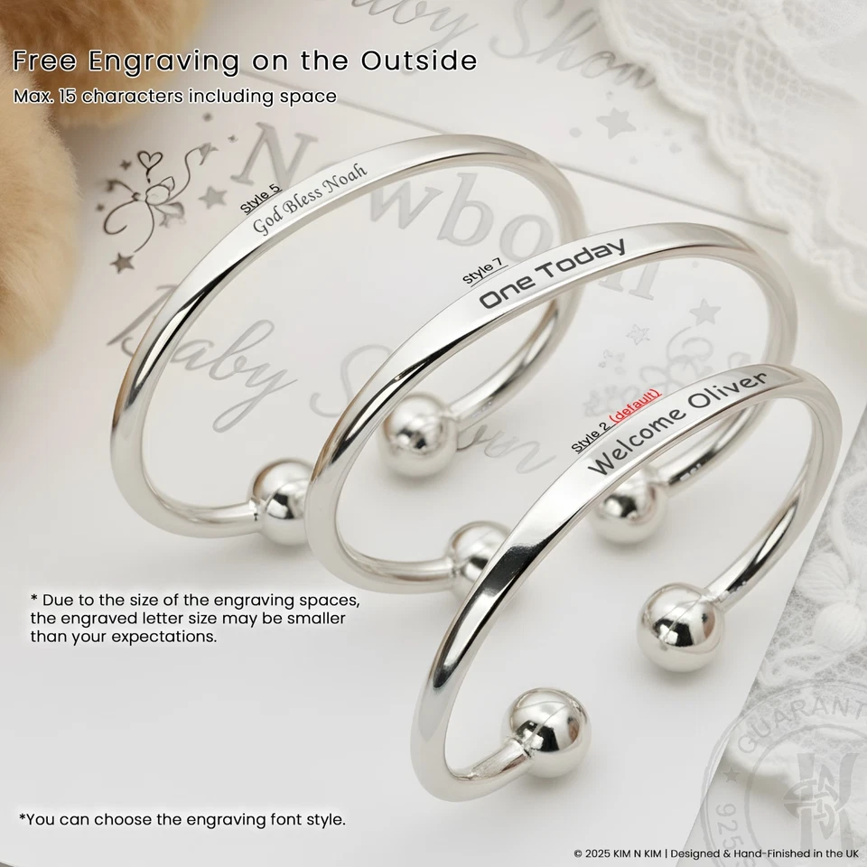 Sterling Silver Baby ID Bangle✔️Personalised Christening Keepsake✔️Free Engrave - Image 3 of 4