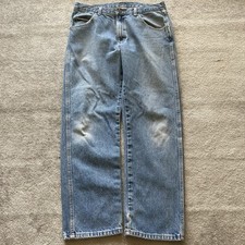 Wrangler Jeans Men's 35x30 Blue Denim Original Fit Straight Leg 5 Faded
