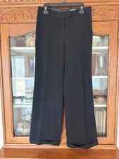 H M HENNES SIZE 10 WOMENS BLACK WIDE LEG FLAT FRONT TROUSERS
