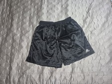 Adidas Satin Mens Vintage Soccer Shorts Silky Shiny Mens Large Dark gray/black