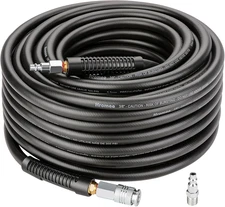 Air Compressor Hose 3/8 Inch X 100 Feet Hybrid Hose with Fittings, 1/4" Industri