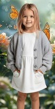 Wonder Nation Girls Grey Cardigan Long Sleeves V-Neck Relaxed Sweaters All Sizes