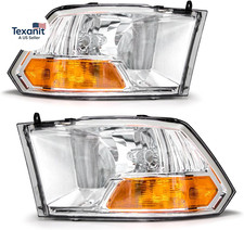 Headlight Assembly For 2009-2012 Dodge Ram 1500 2500 3500 Pickup Single Beam Chr
