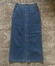 VTG Old Navy Skirt Size M Blue Denim Long Jean A-line Country Modest Rodeo