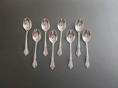 Oneida MANSFIELD Stainless Wm A Rogers Deluxe Flatware 8 Soup Spoons 7''