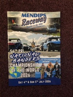 Stock car / banger racing programme Mendips Bristol 2026 National World Final