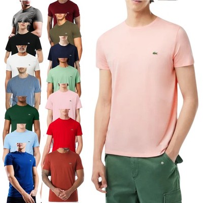 Lacoste TH6709 Herren T-Shirts Kurzarm Rundhals weich Pima Baumwolle Sommer Tee