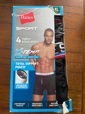 Hanes Men's Sport X-Temp Total Pouch Support Tagless Trunks Briefs 2-Pack XL
