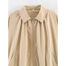 Womens Solid Color Lapel Zipper Casual Jacket for Summer Vacation Beach