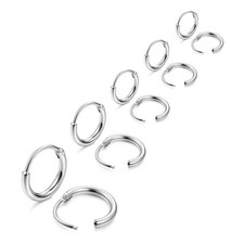 5 Pairs Women's earrings Small sterling silver hoop earrings hypoallergenic s...