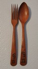 Vintage Wooden Japanese / Chinese Fork and Spoon Very Collectible Art