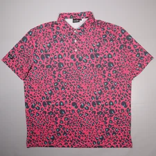Sunday Swagger Performance Polo Golf Shirt Leopard Animal Print Men's XXL