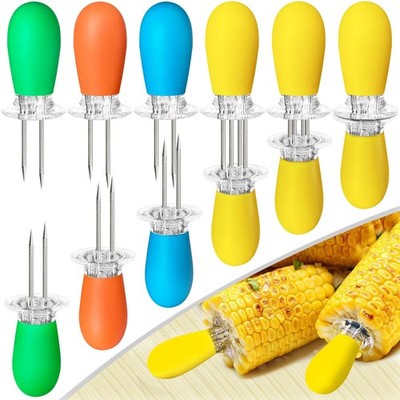 Stainless Steel Corn Holders Set Corn Cob Holders Multicolor 12 Pcs Pairs