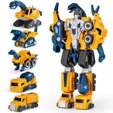 Robot Construction Vehicles Set 5Pcs Transforming Robots for - Magnetic Toy...