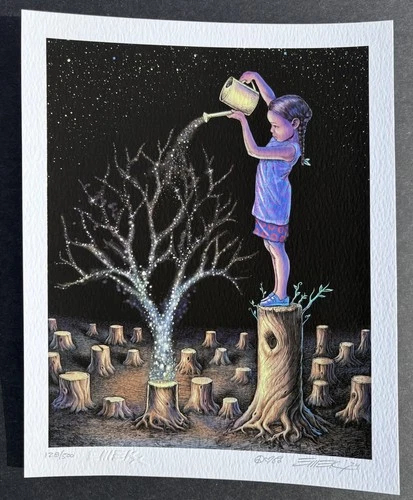 “Star Tree Girl” Phish Variant MIni Art Print Signed By EMEK #’d /500