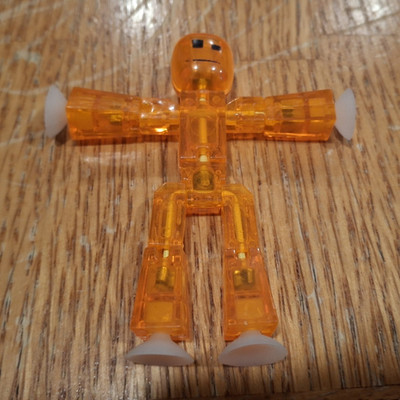 Stikbot Orange/Green Translucent Poseable Stick Figure Plastic Action Figure